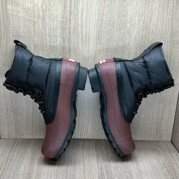 Hunter Boots Womens Size 6 Original Quilted Lace Up Short Rain Black Brown - Picture 8 of 11